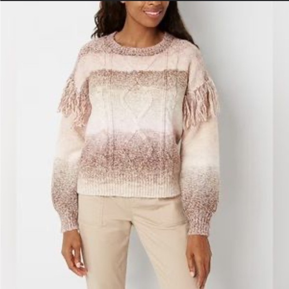 FRYE AND CO. Sweaters - FRYE & CO  Brown and Cream Women's Sweater cozy soft warm XL fringe western